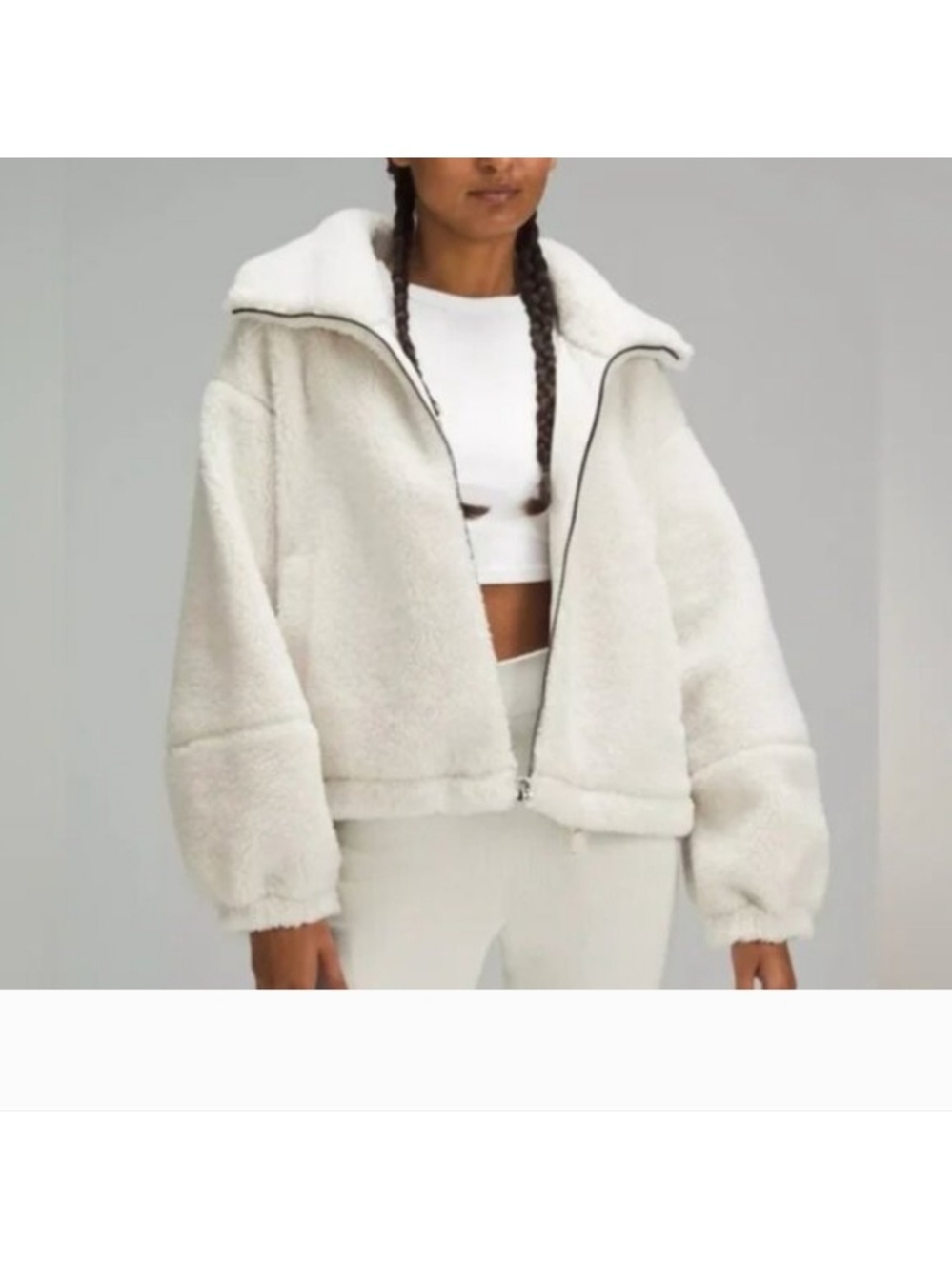 lululemon athletica Plush Sherpa Zip Jacket - White sz 10 NWOT